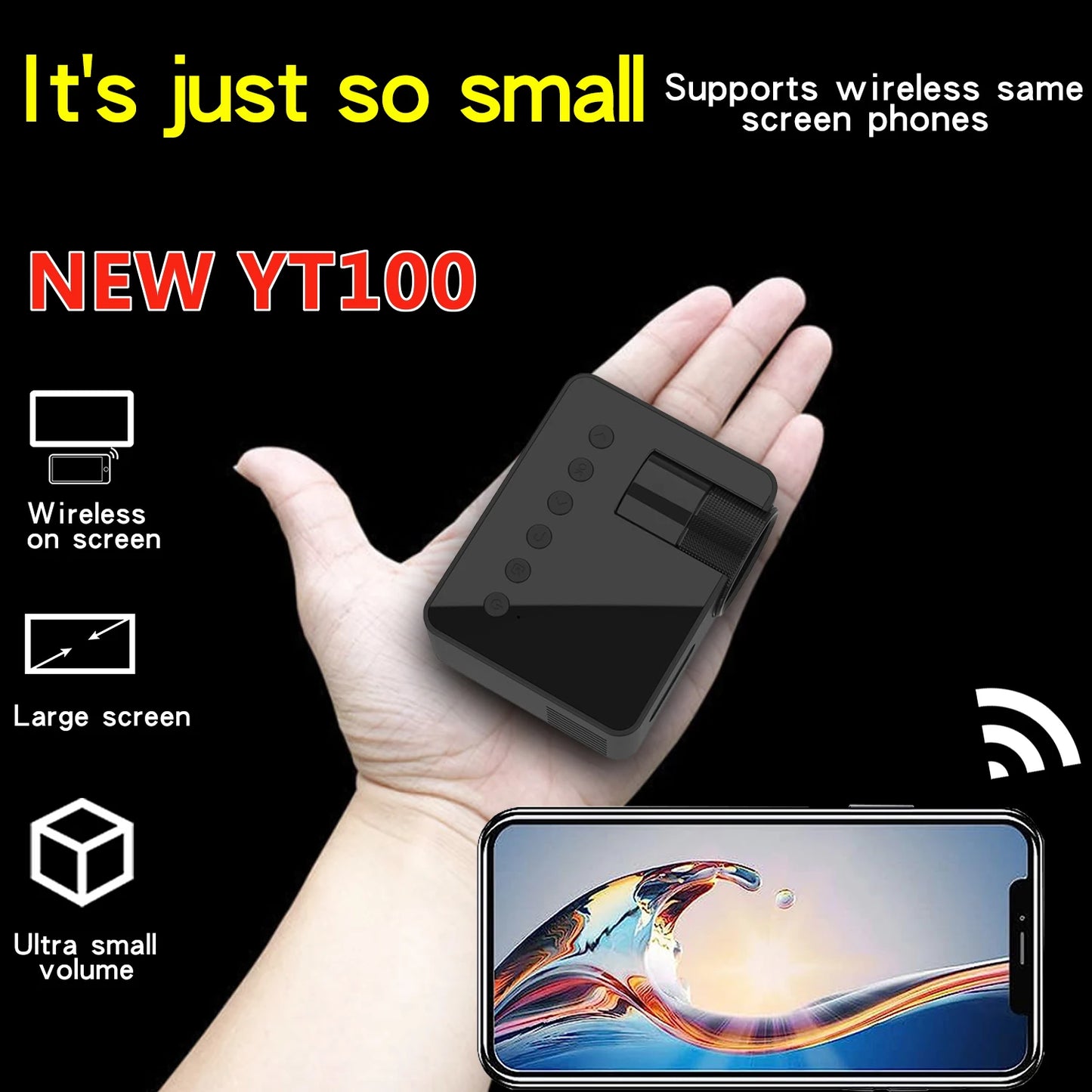 Outdoor Theater Projector portable home, dormitory, USB-compatible