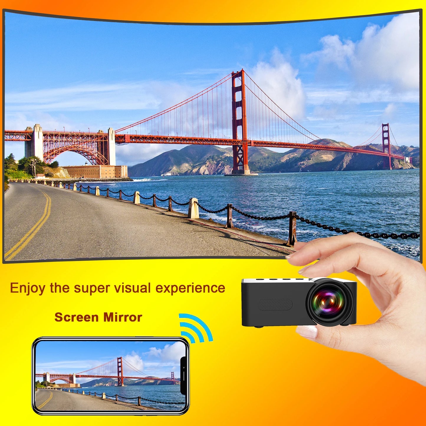 Outdoor Theater Projector portable home, dormitory, USB-compatible