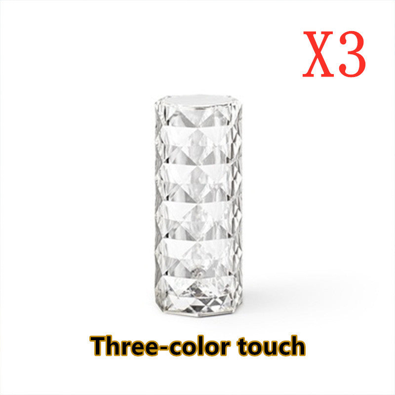 Touch Crystal Lamp Decor USB Table Diamond Night Light Rose Projector