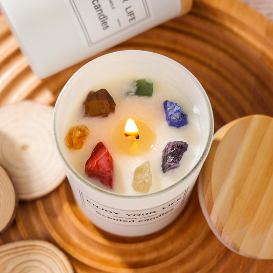 Candle Natural Crystal Stone Aromatherapy