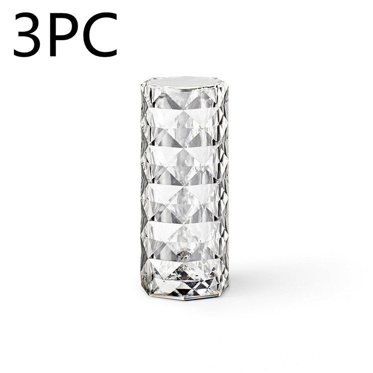 Touch Crystal Lamp Decor USB Table Diamond Night Light Rose Projector