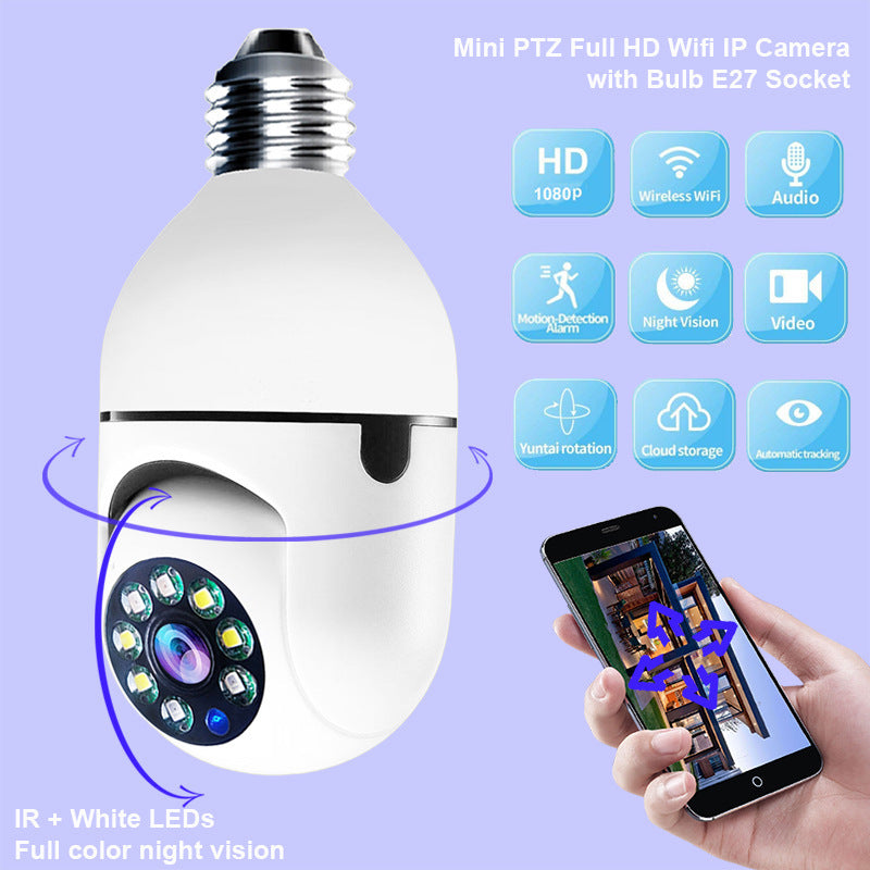 5GWiFi CAMERA 1080P Bulb 4X Zoom E27 Home Alarm Monitor