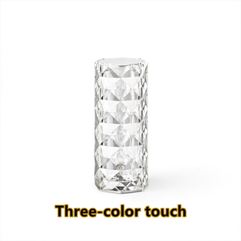 Touch Crystal Lamp Decor USB Table Diamond Night Light Rose Projector