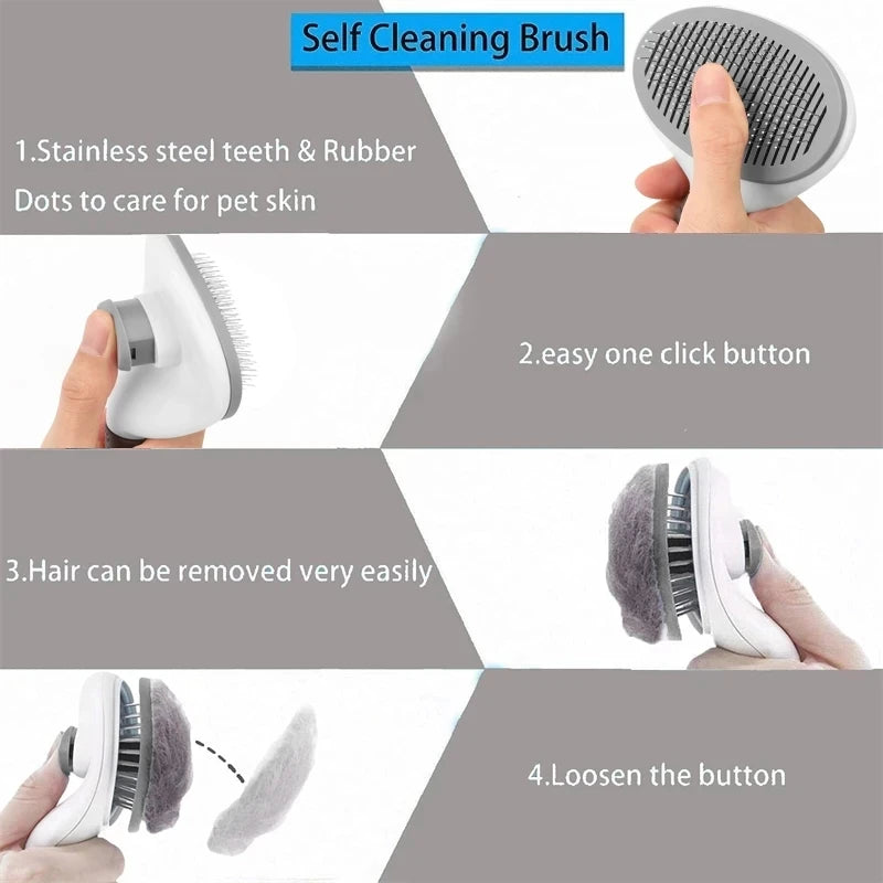Dog & Cat Self Clean Shedding Brush Hair Remover