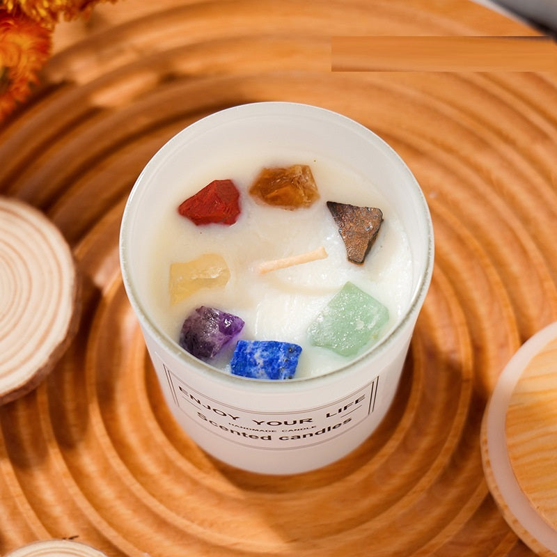 Candle Natural Crystal Stone Aromatherapy